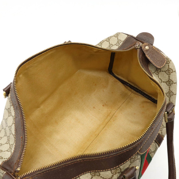 GUCCI Gucci Old Sherry Line Handbag Boston Bag Coated Canvas Leather Beige Da... - Picture 5 of 8
